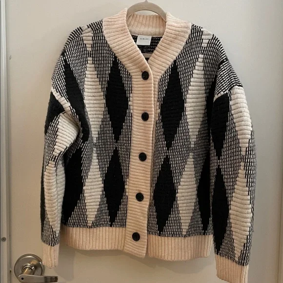 VARLEY Nancy Jacquard Knit Cardigan/Jacket in Whitecap Grey S - Picture 2 of 12